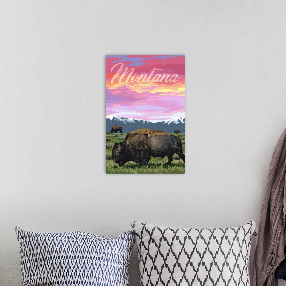 A bohemian room featuring Montana - Bison & Sunset