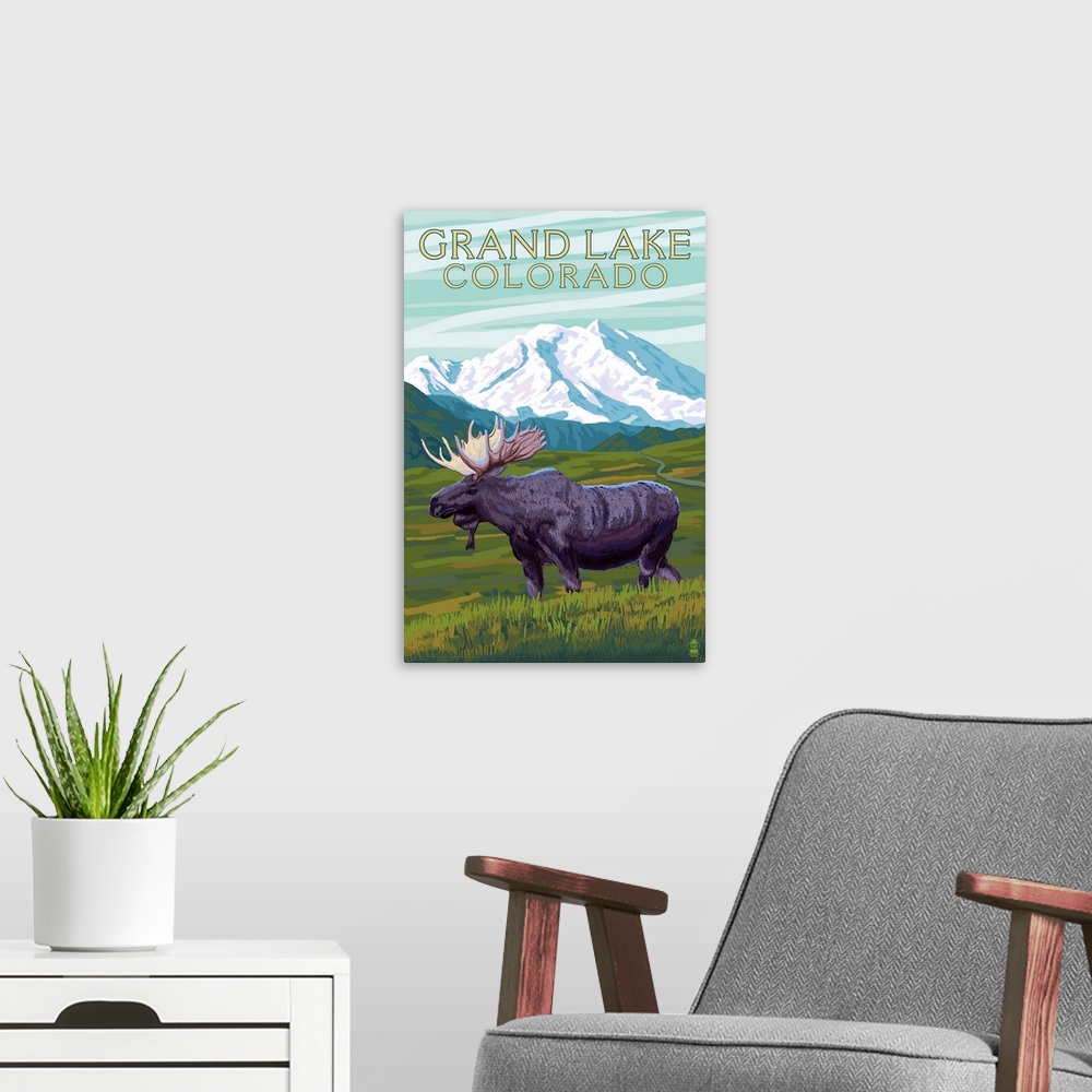 A modern room featuring Moose and Mountain, Grand Lake, Colorado