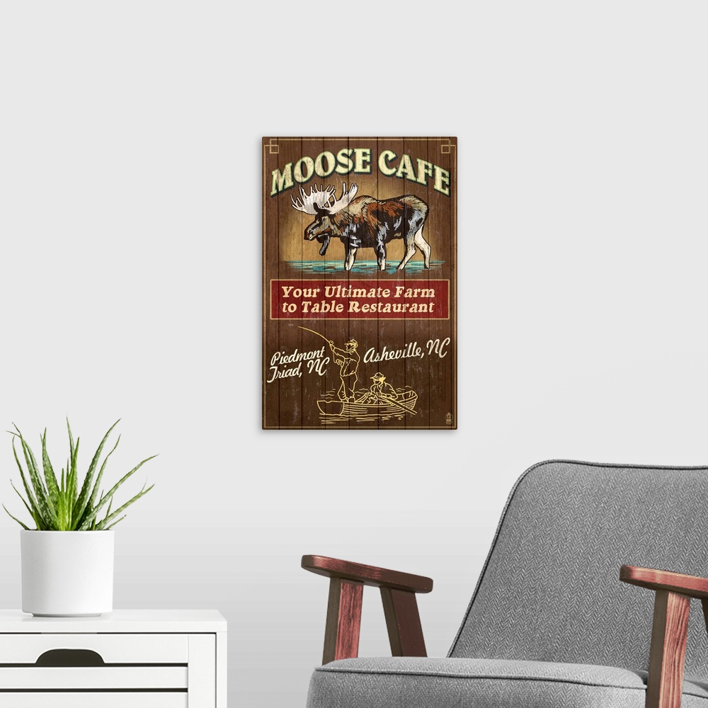 A modern room featuring Moose Cafe, Asheville, North Carolina