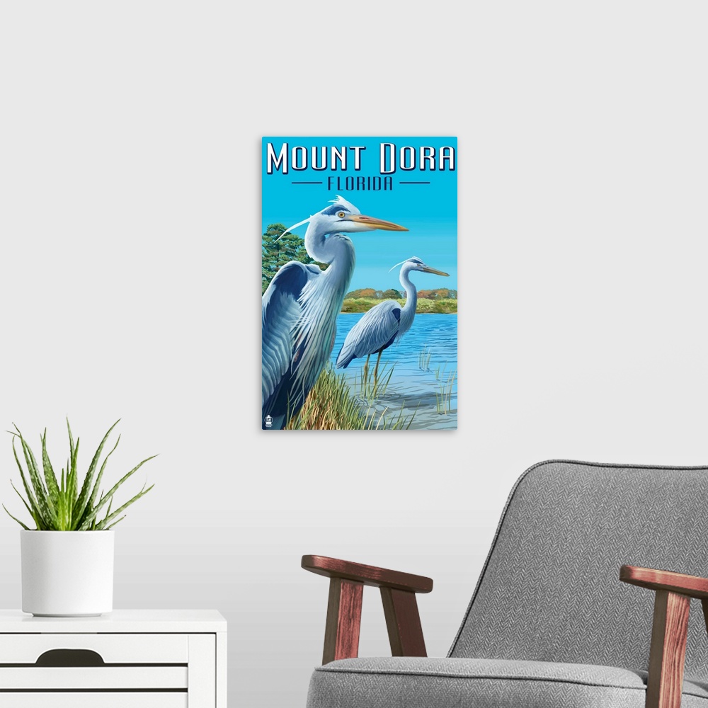 A modern room featuring Mount Dora, Florida, Blue Herons