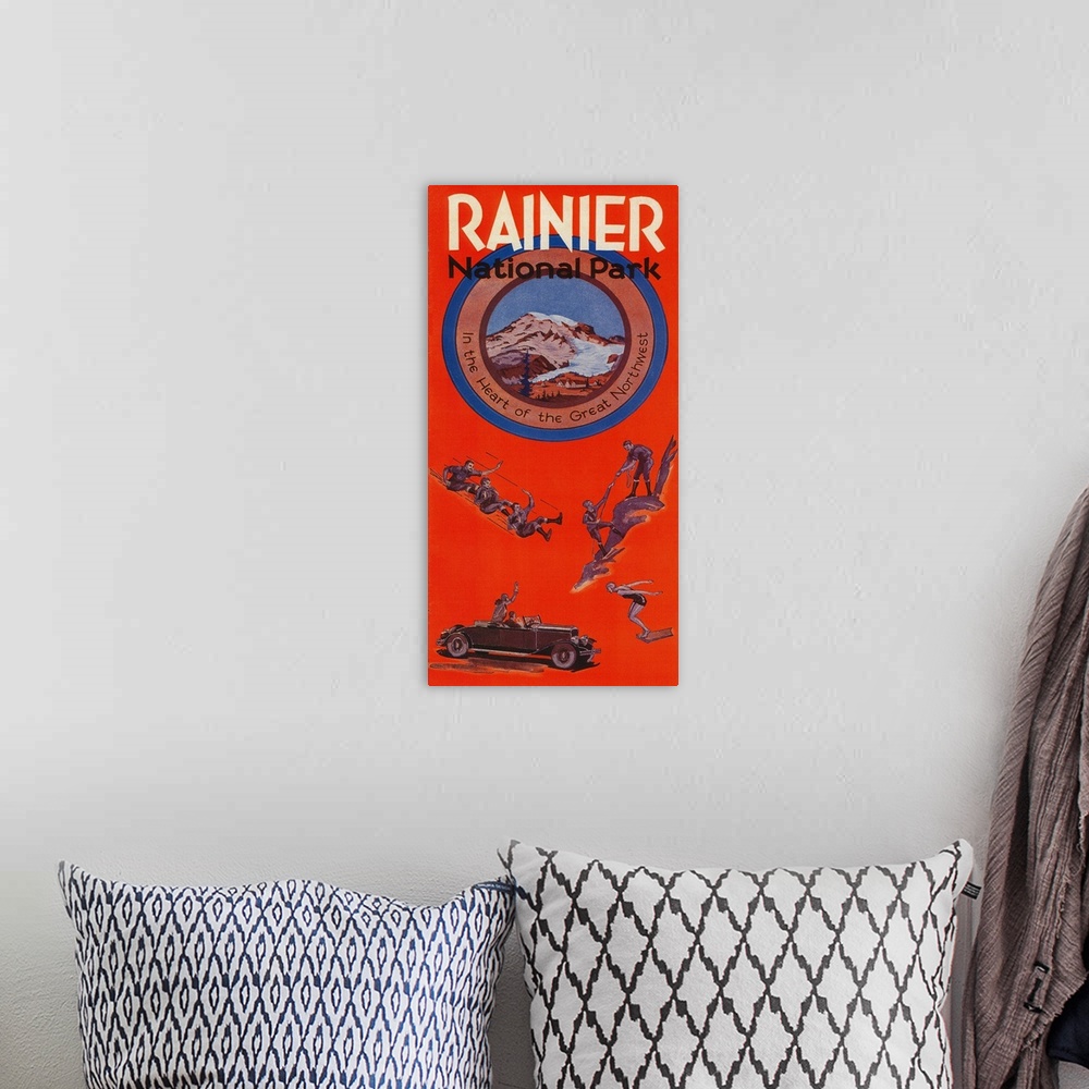 A bohemian room featuring Mount Rainier Advertising Poster, Mount Rainier, WA