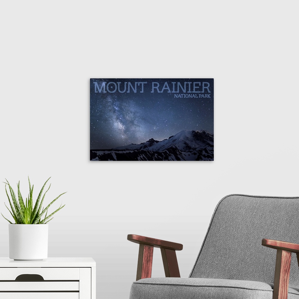 A modern room featuring Mount Rainier National Park, Emmons Vista Overlook: Travel Poster