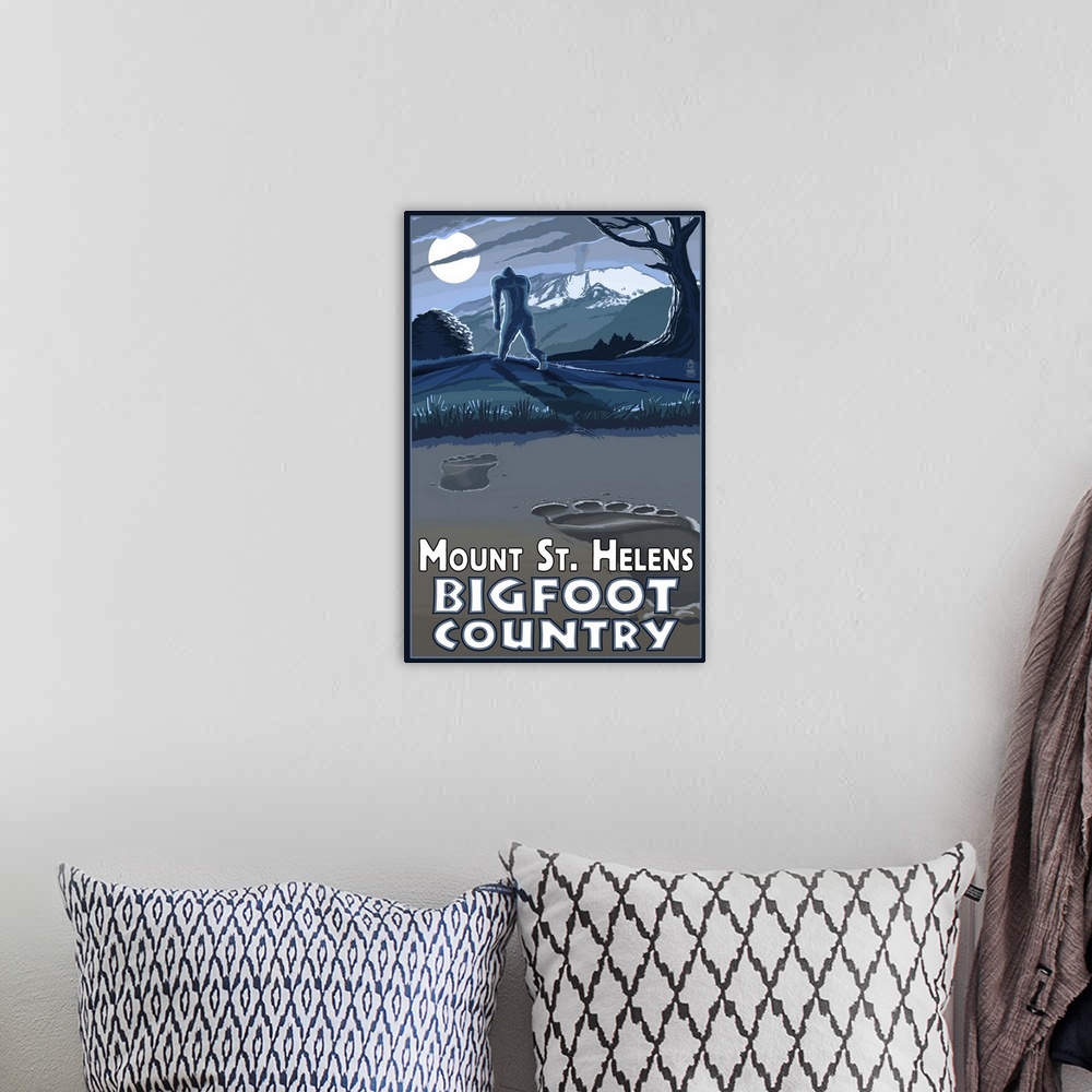 A bohemian room featuring Mount St. Helens - Bigfoot Country: Retro Travel Poster