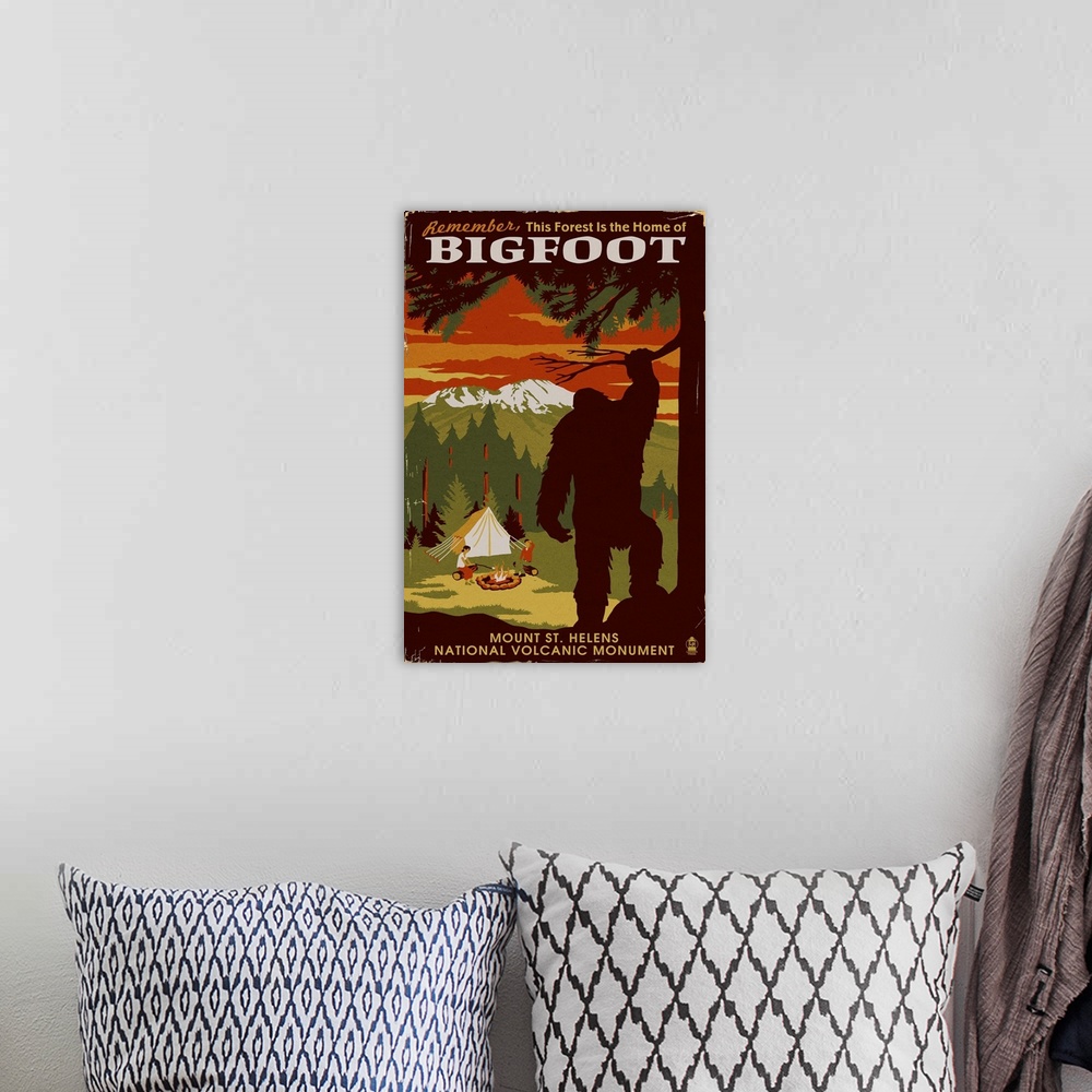 A bohemian room featuring Mount St. Helens, Washington, Home of Bigfoot