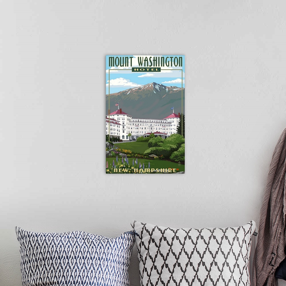 A bohemian room featuring Mount Washington Hotel in Spring - Bretton Woods, New Hampshire: Retro Travel Poster
