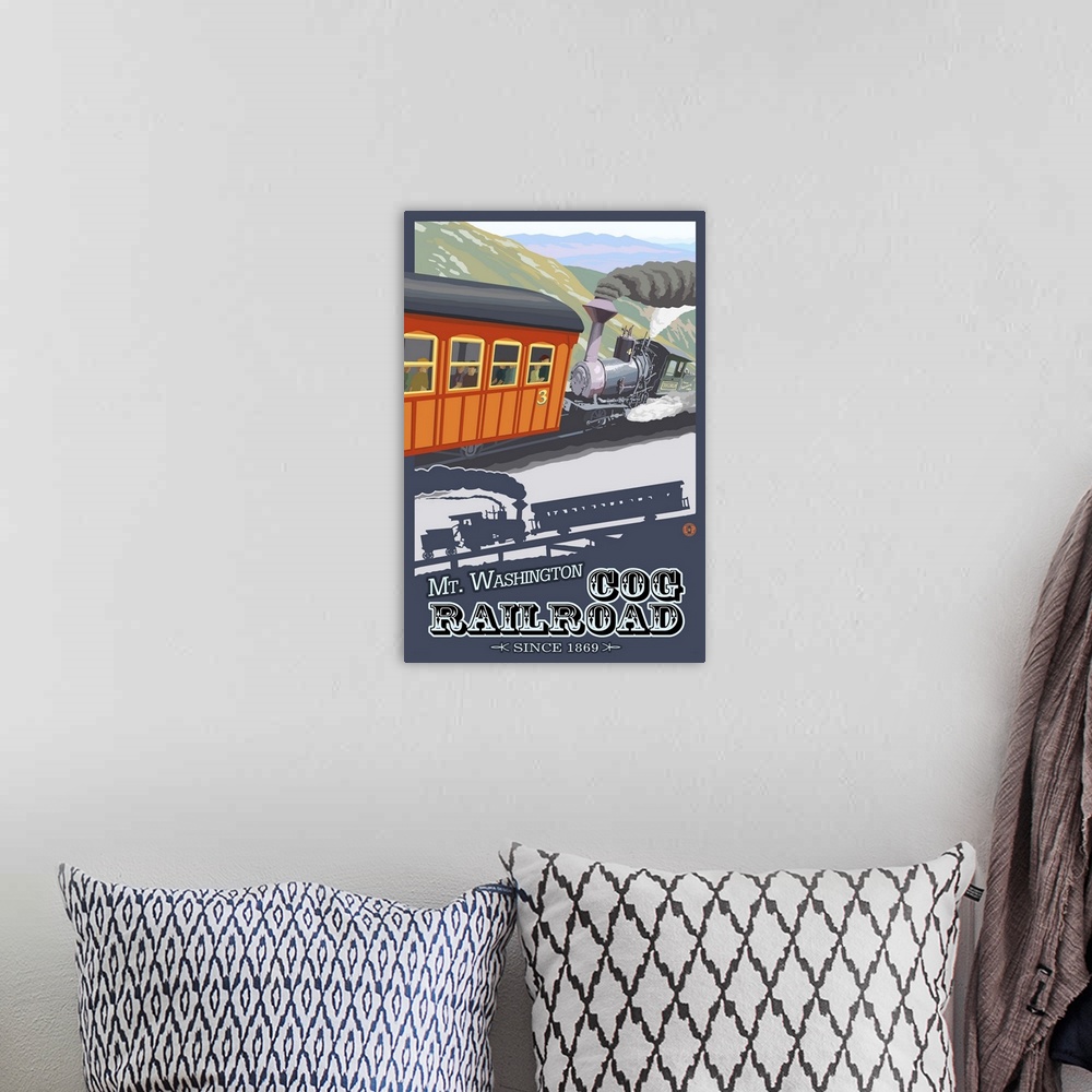 A bohemian room featuring Mount Washington, New Hampshire - Cog Railroad: Retro Travel Poster