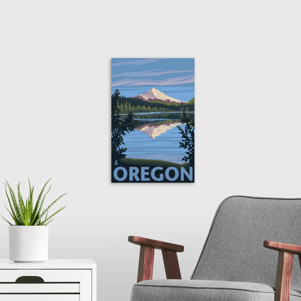 A modern room featuring Mt. Hood from Lost Lake, Oregon