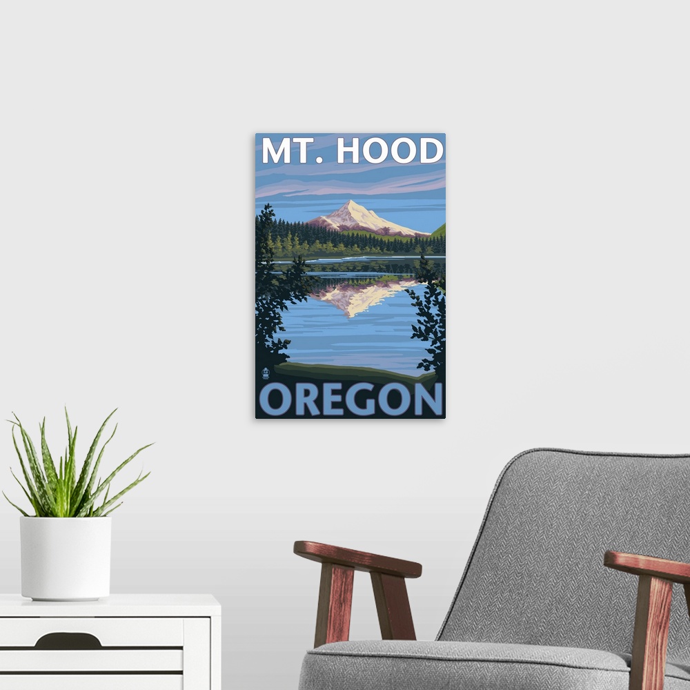 A modern room featuring Mt. Hood from Lost Lake, Oregon: Retro Travel Poster
