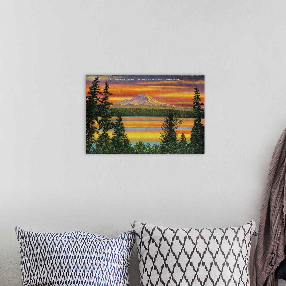 A bohemian room featuring Mt. Rainier at Sunset, Mt. Rainier, WA