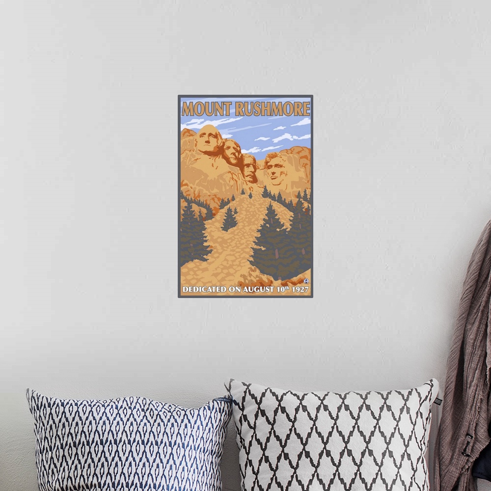A bohemian room featuring Mt. Rushmore National Park: Retro Travel Poster