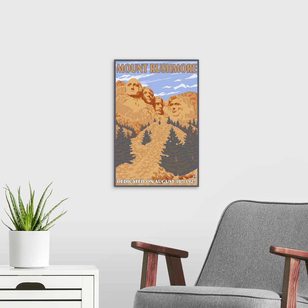 A modern room featuring Mt. Rushmore National Park: Retro Travel Poster