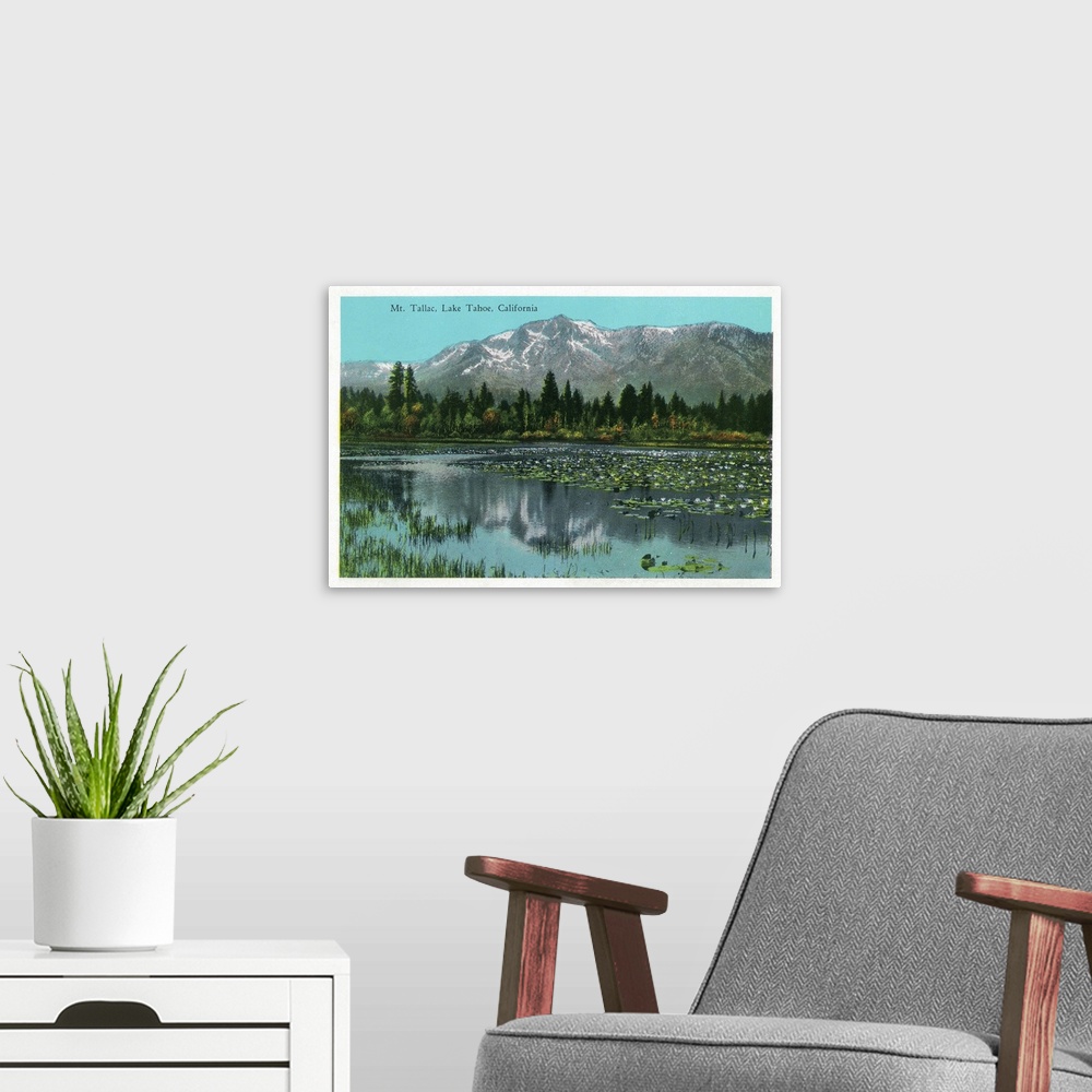 A modern room featuring Mt. Tallac and Lake Tahoe, California
