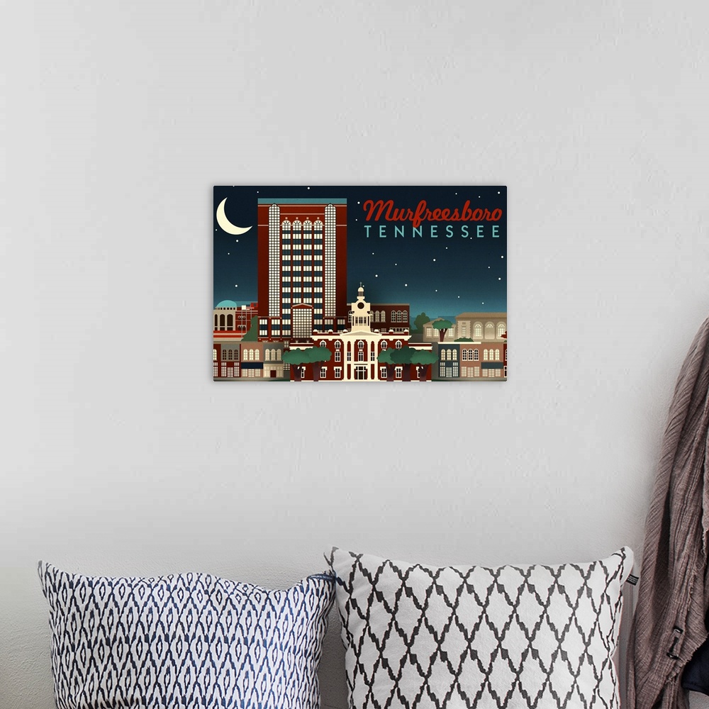 A bohemian room featuring Murfreesboro, Tennessee, Retro Style Skyline
