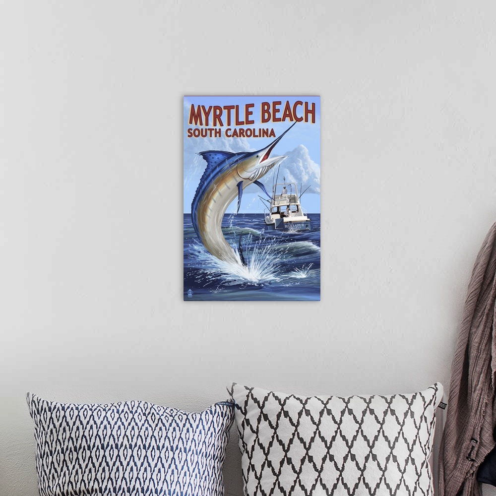 A bohemian room featuring Myrtle Beach, South Carolina, Marlin Fishing Scene