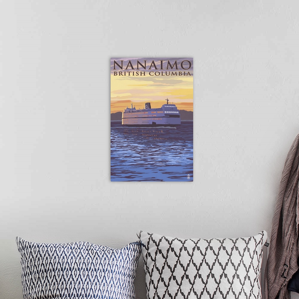 A bohemian room featuring Nanaimo, BC, Ferry Scene: Retro Travel Poster