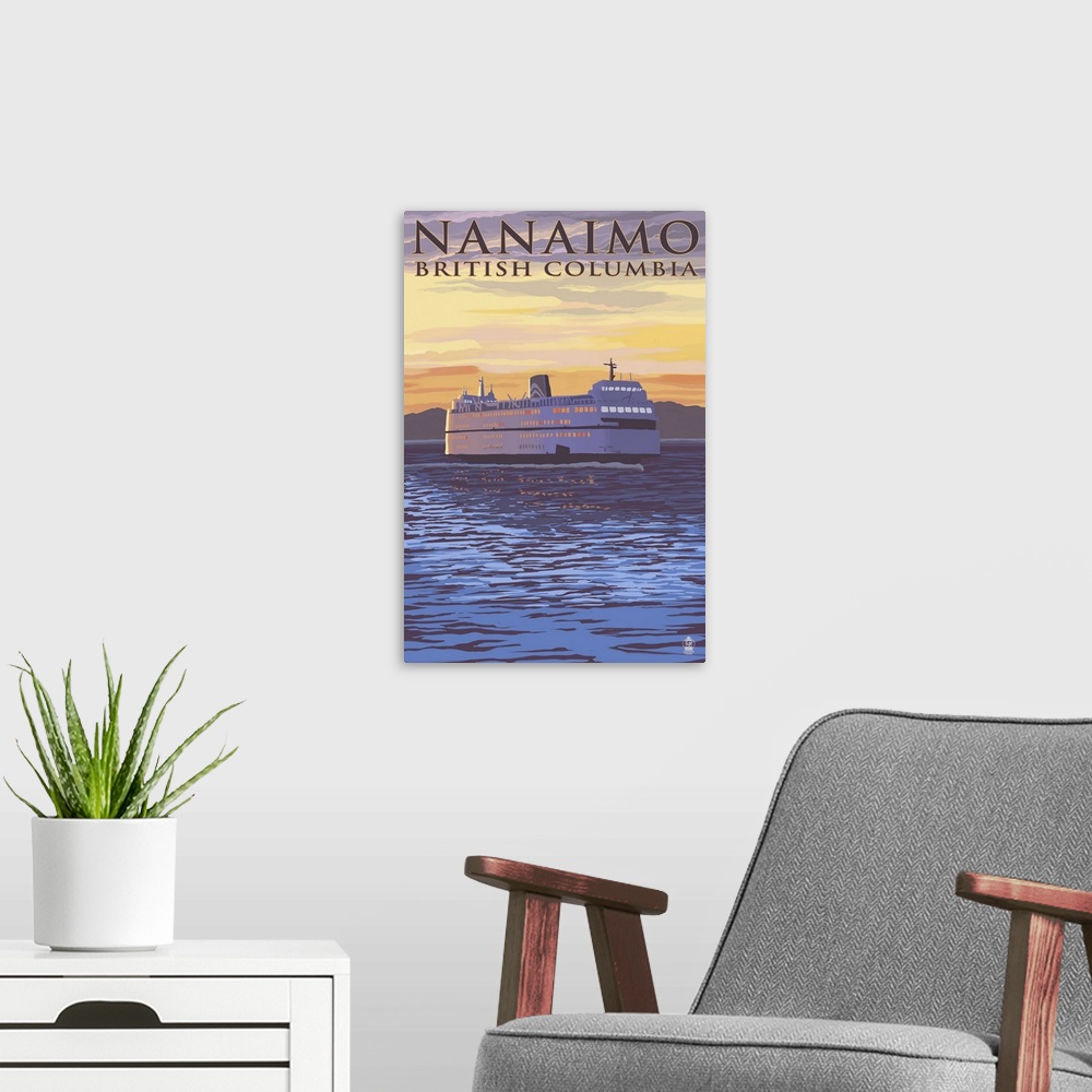 A modern room featuring Nanaimo, BC, Ferry Scene: Retro Travel Poster