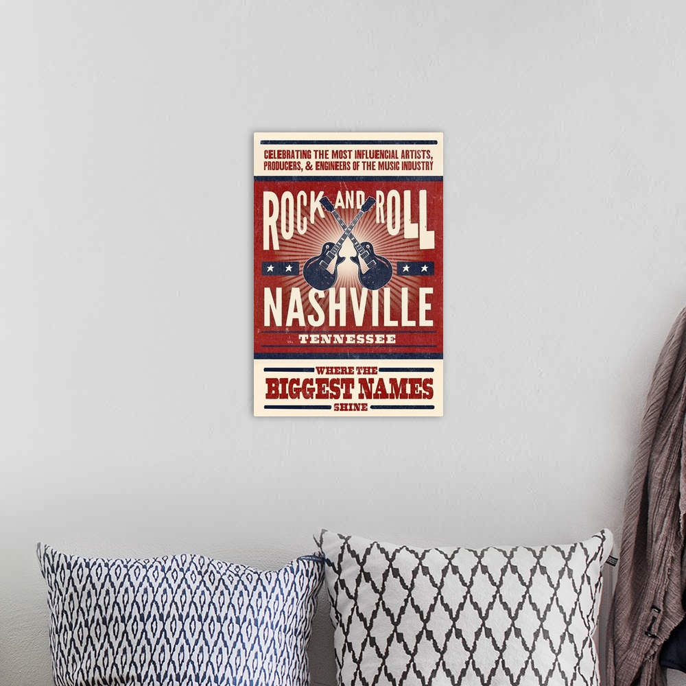 A bohemian room featuring Nashville, Tennessee - Rock & Roll Hall - Crossed Guitars