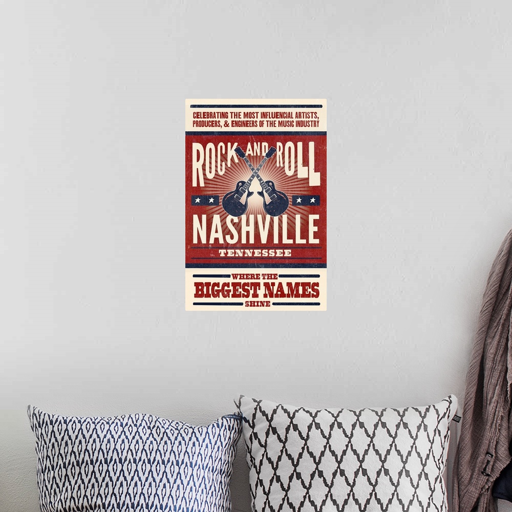 A bohemian room featuring Nashville, Tennessee - Rock & Roll Hall - Crossed Guitars