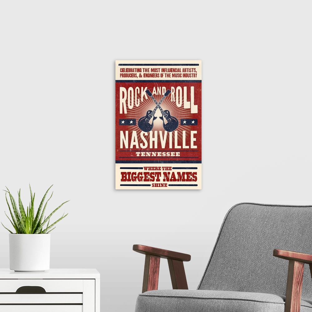 A modern room featuring Nashville, Tennessee - Rock & Roll Hall - Crossed Guitars