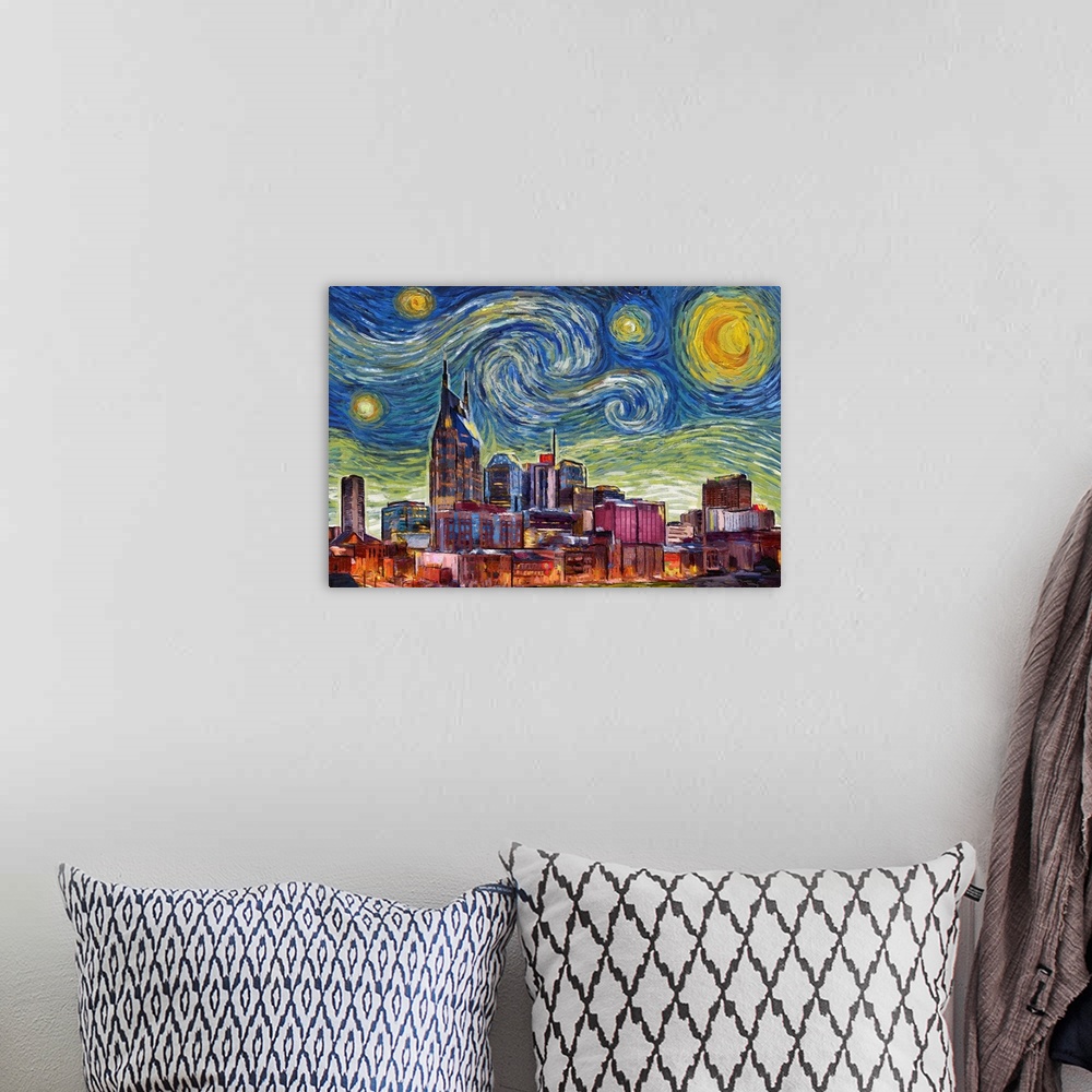 A bohemian room featuring Nashville, Tennessee - Starry Night City Series