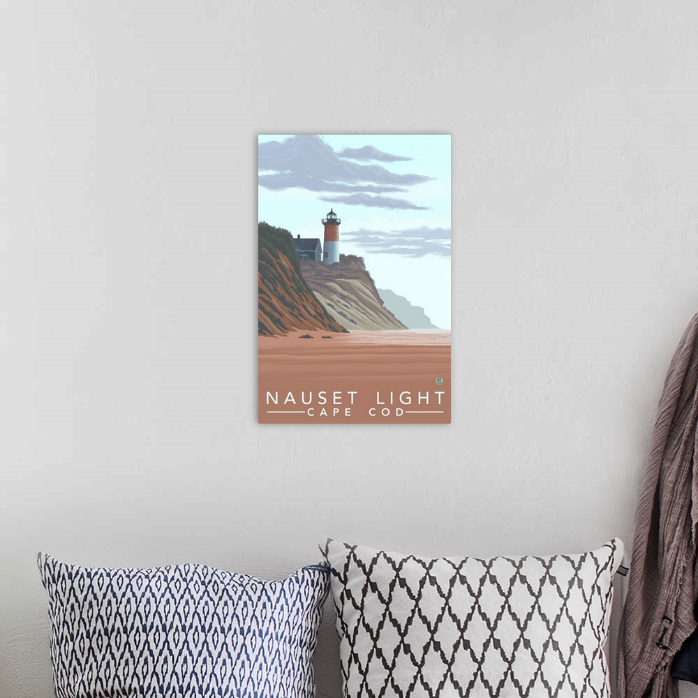 A bohemian room featuring Nauset Light, MA: Retro Travel Poster