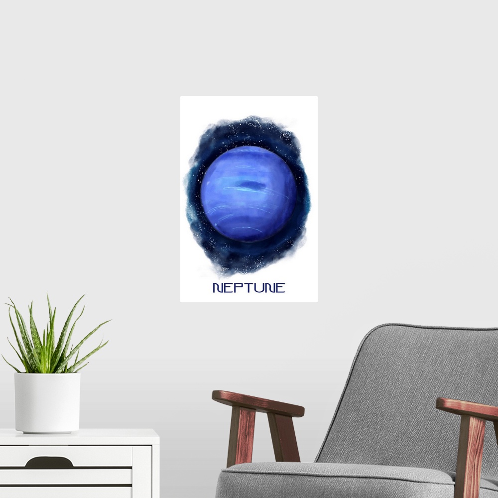 A modern room featuring Neptune - Watercolor