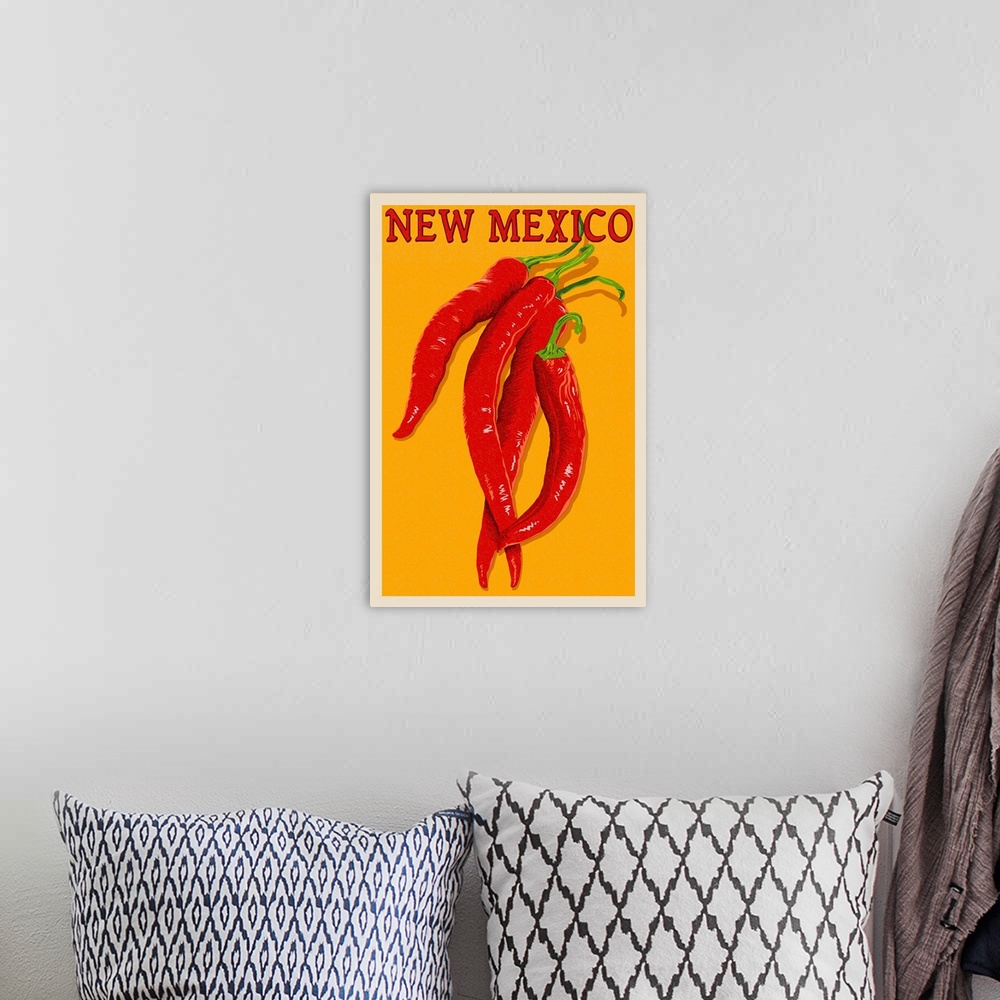 A bohemian room featuring New Mexico, Red Chili Letterpress