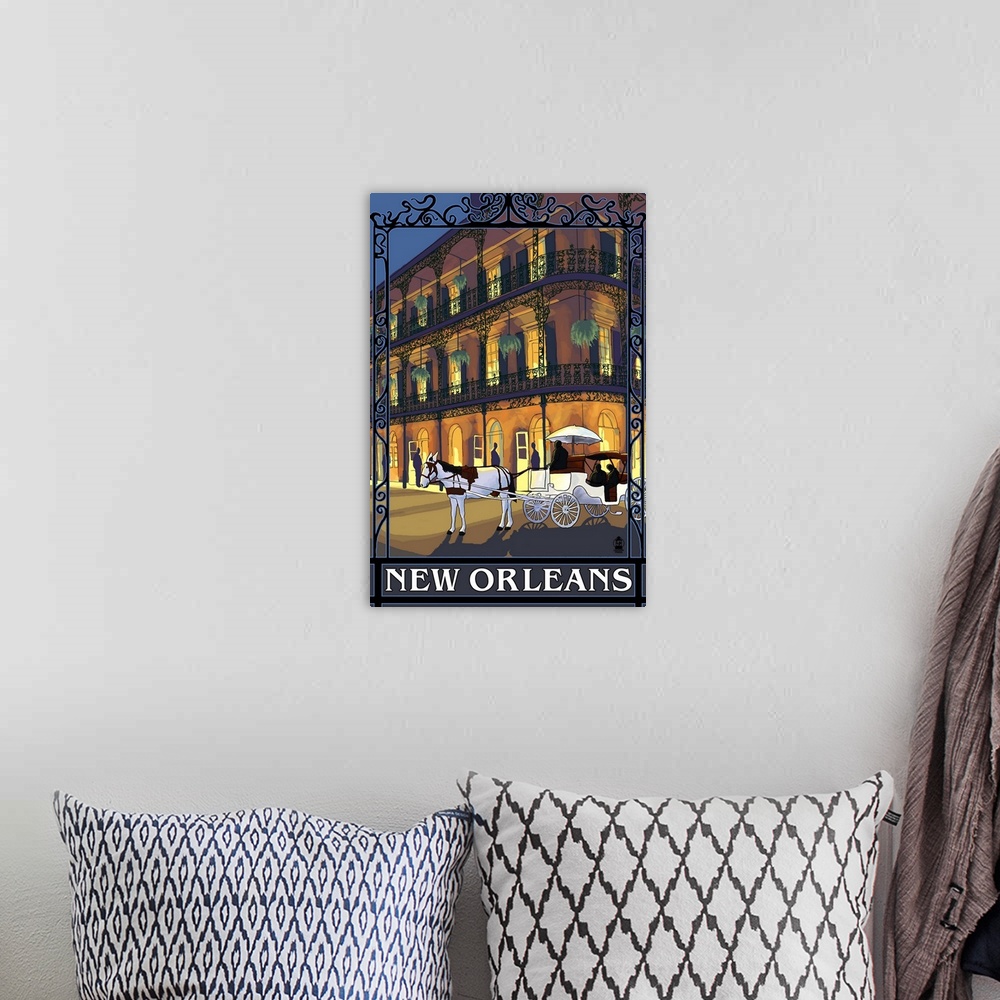 A bohemian room featuring New Orleans, LA - French Quarter: Retro Travel Poster