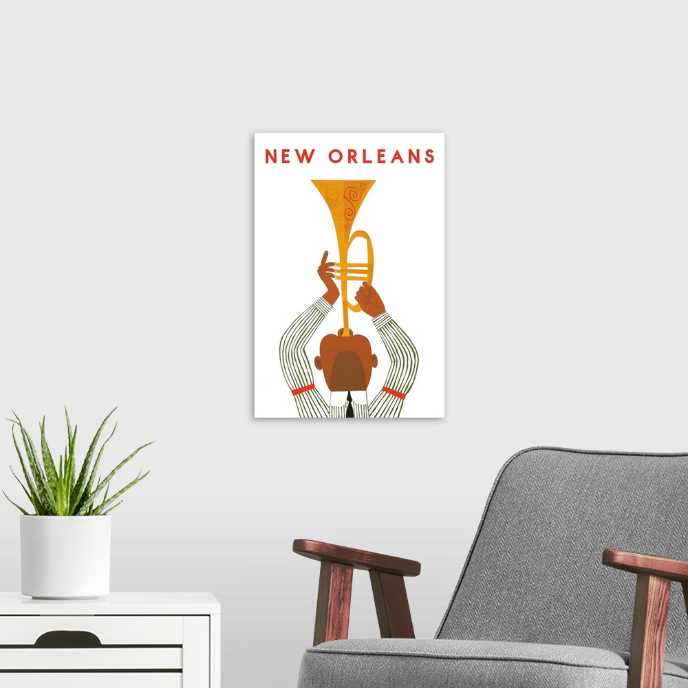 A modern room featuring New Orleans, Louisiana - Horn Player