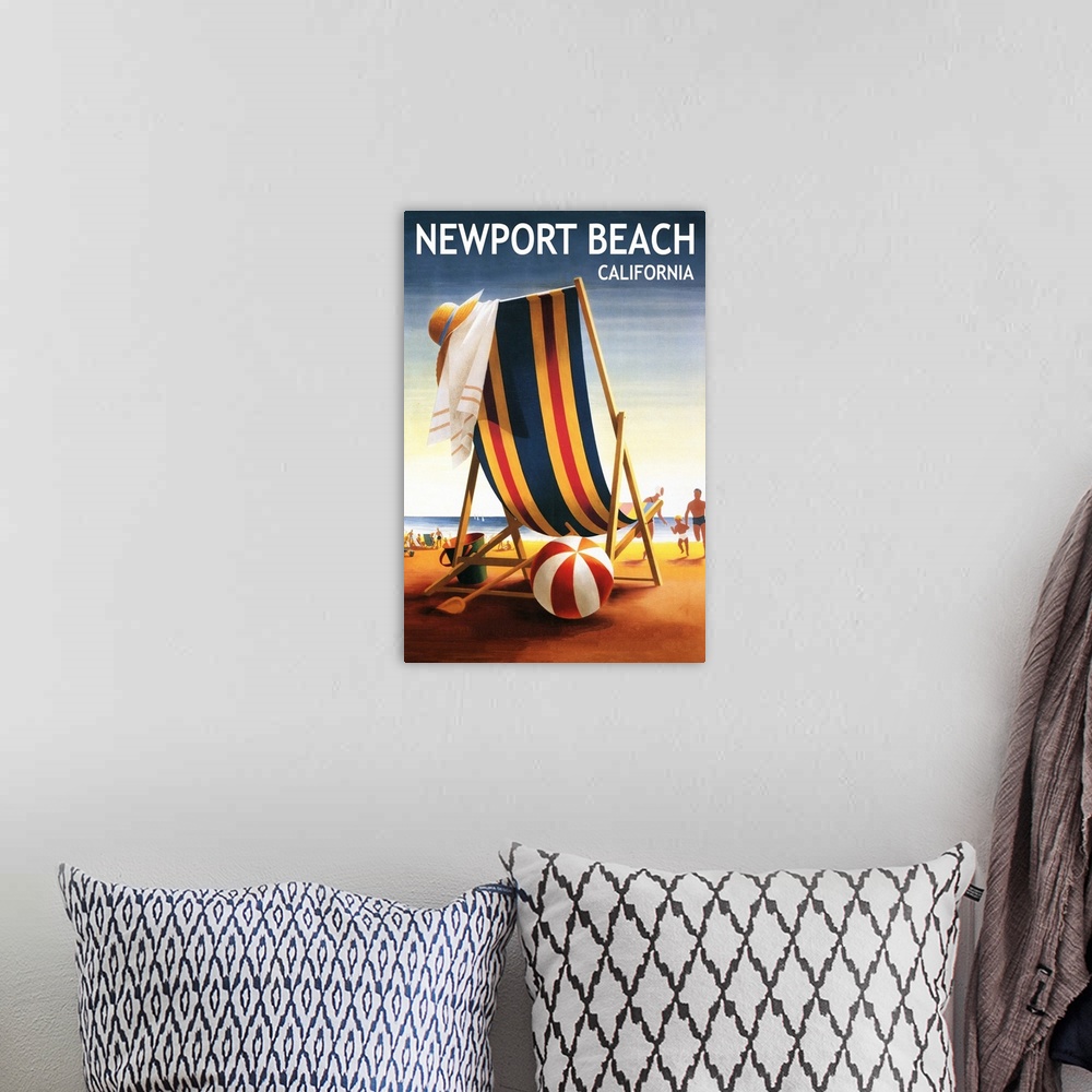 A bohemian room featuring Newport Beach, California, Beach Chair and Ball