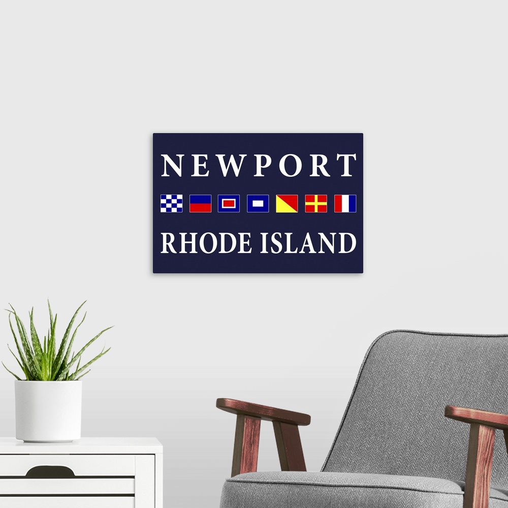 A modern room featuring Newport, Rhode Island - Nautical Flags Poster