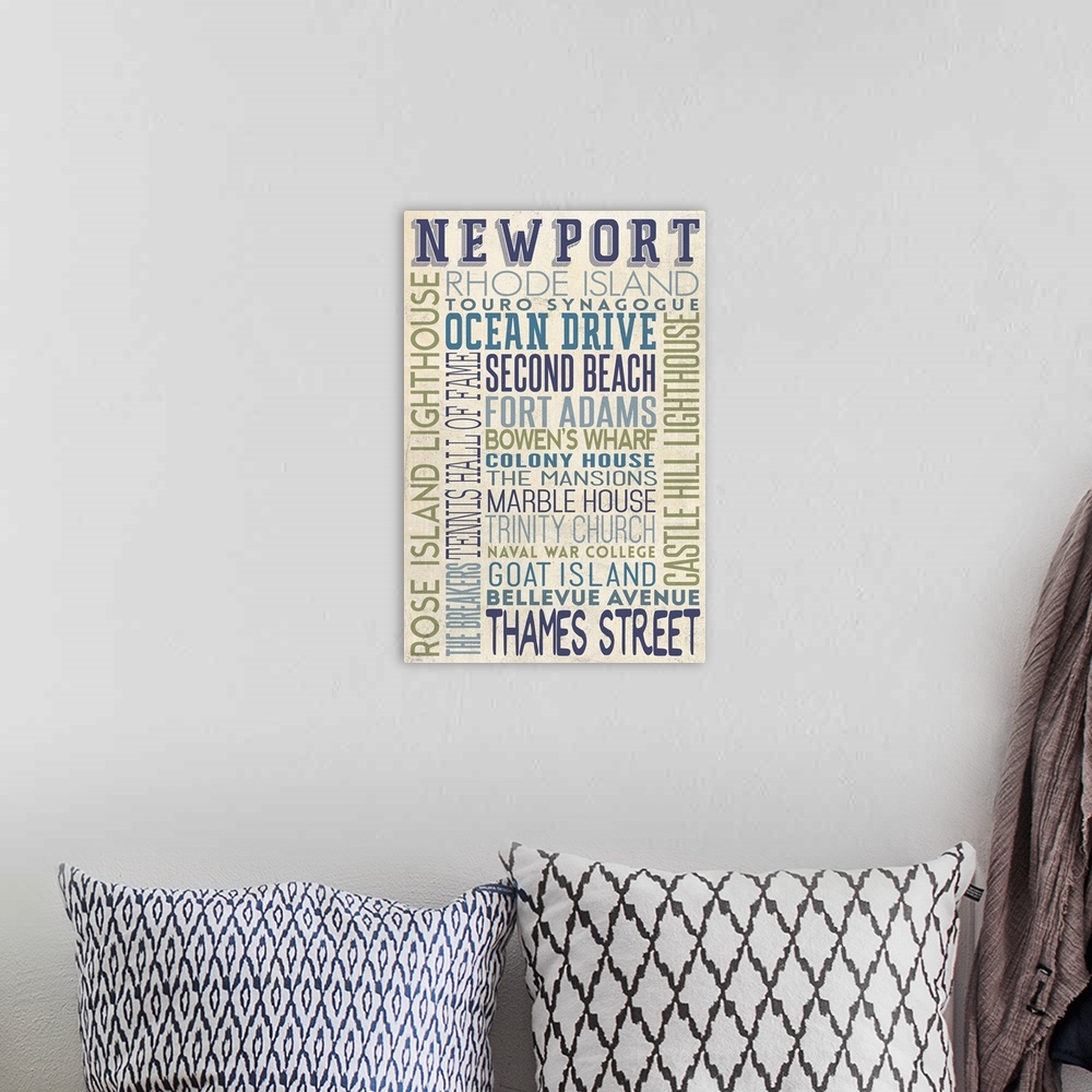 A bohemian room featuring Newport, Rhode Island, Typography