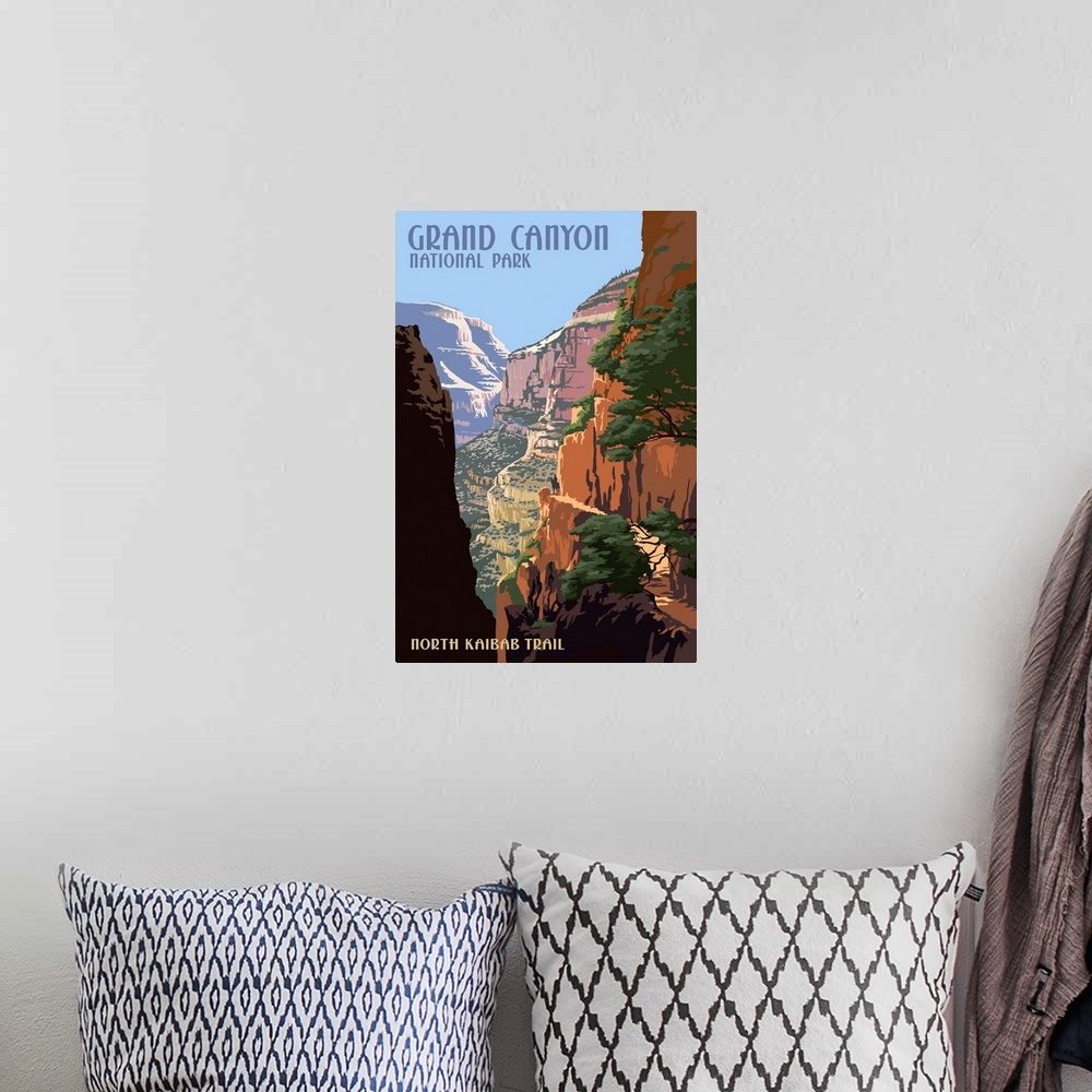 A bohemian room featuring North Kaibab Trail - Grand Canyon National Park: Retro Travel Poster