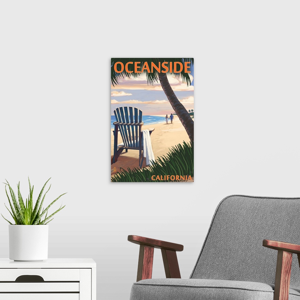 A modern room featuring Oceanside, California, Adirondack Chair on the Beach