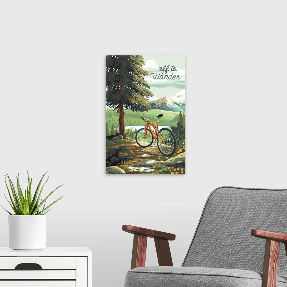 A modern room featuring Off To Wander - Cycling With Mountains
