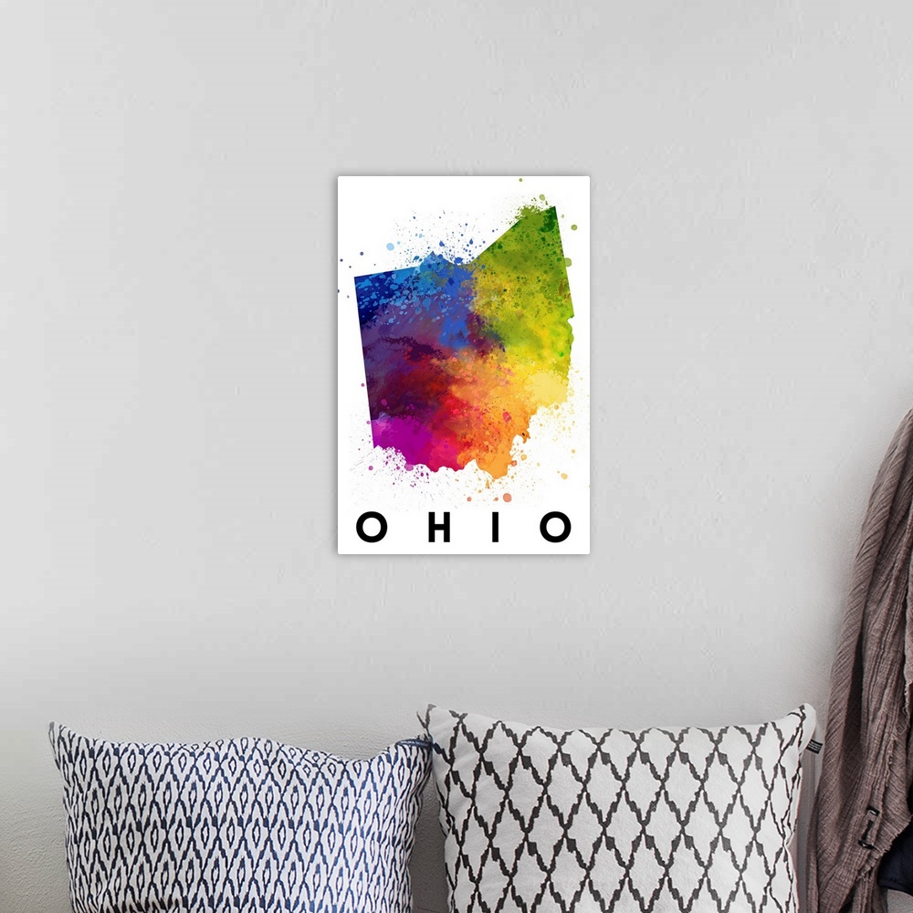 A bohemian room featuring Ohio - State Abstract Watercolor
