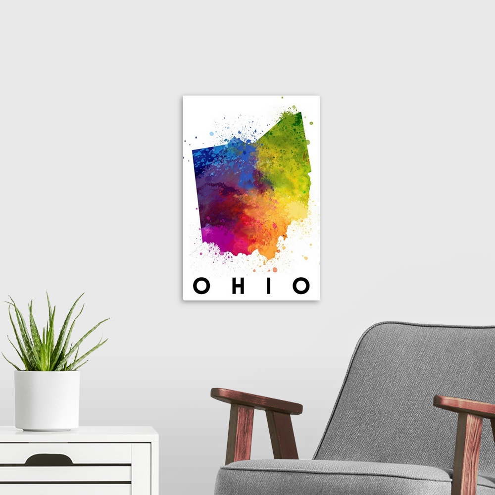 A modern room featuring Ohio - State Abstract Watercolor