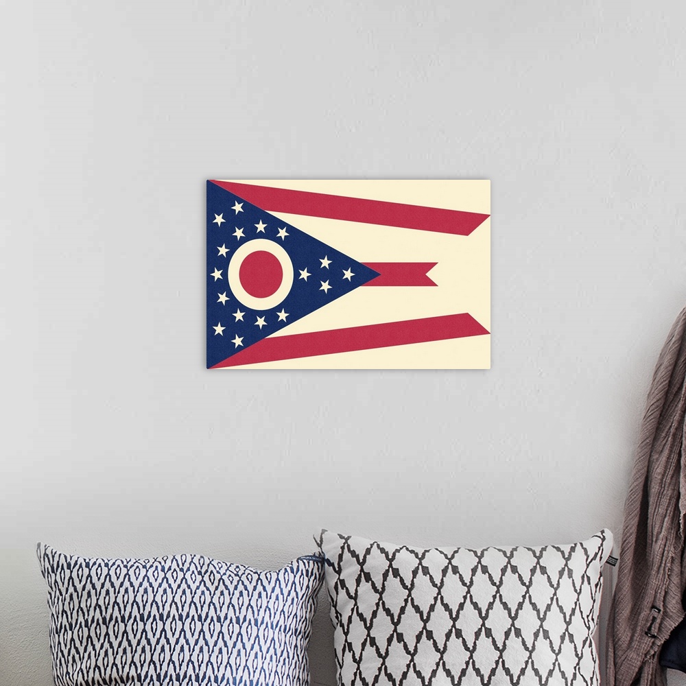 A bohemian room featuring Ohio State Flag