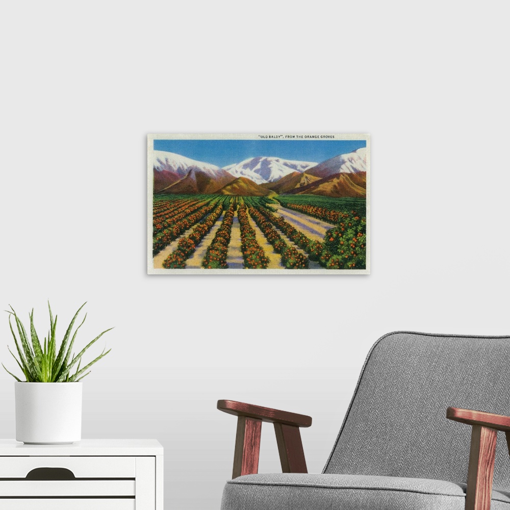 A modern room featuring Old Baldy Mountain from the Orange Groves, Upland, CA