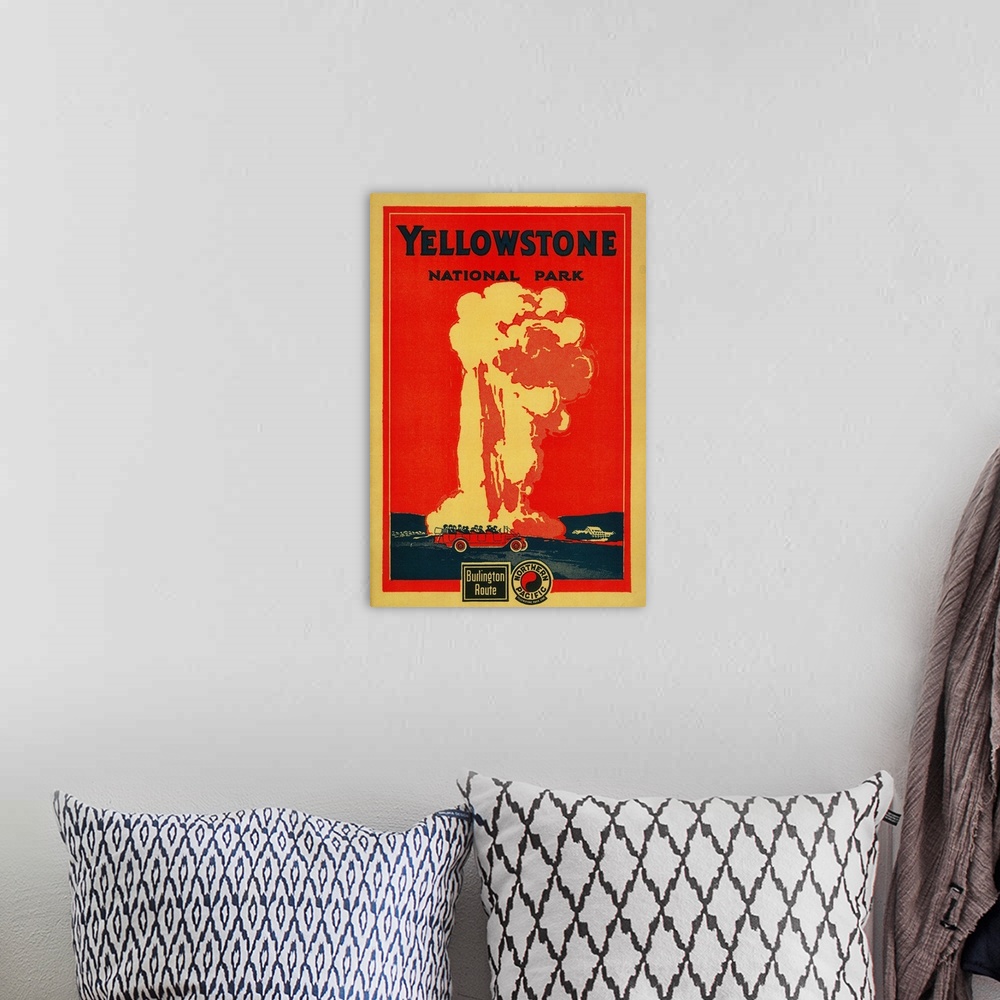 A bohemian room featuring Old Faithful Advertising Poster, Yellowstone National Park