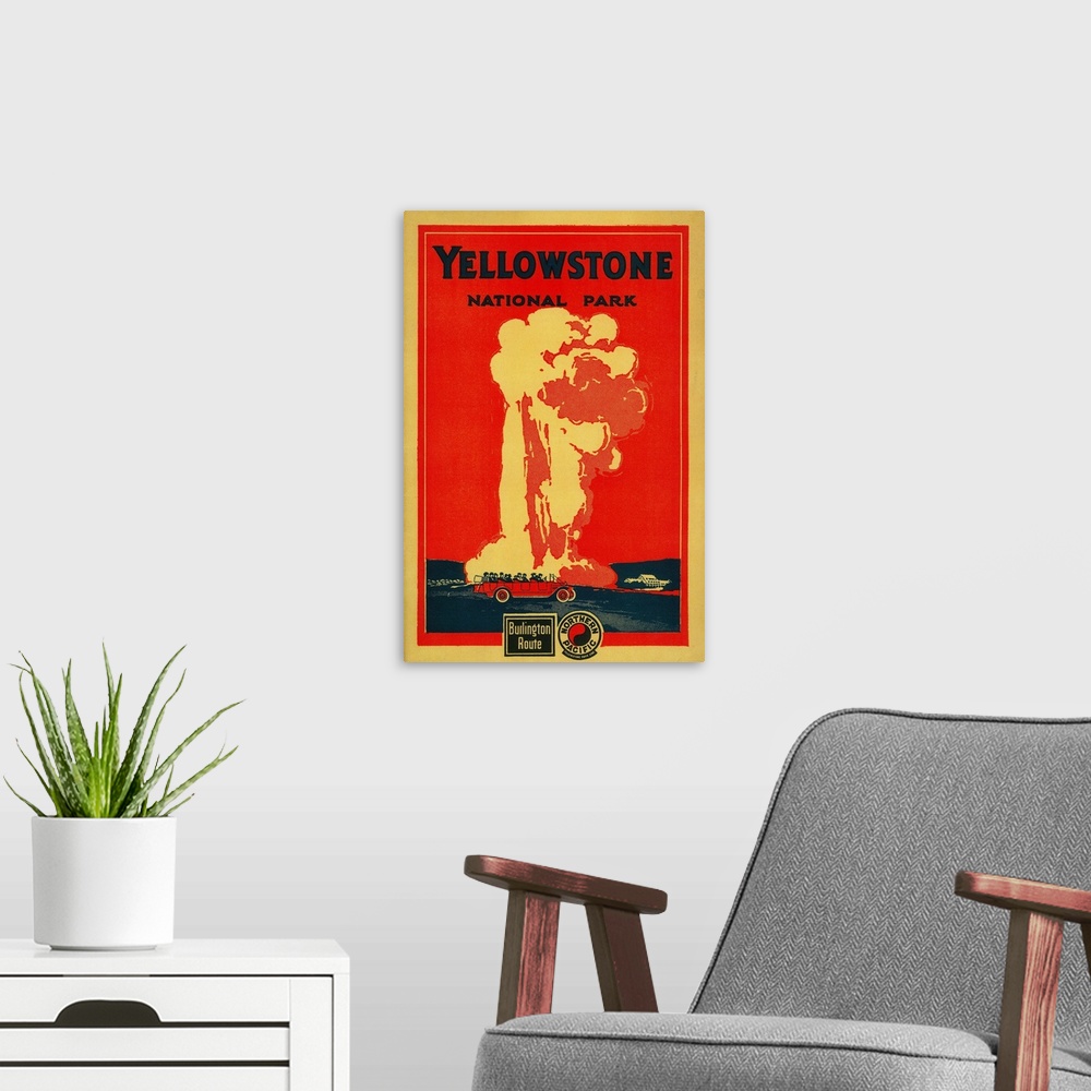 A modern room featuring Old Faithful Advertising Poster, Yellowstone National Park