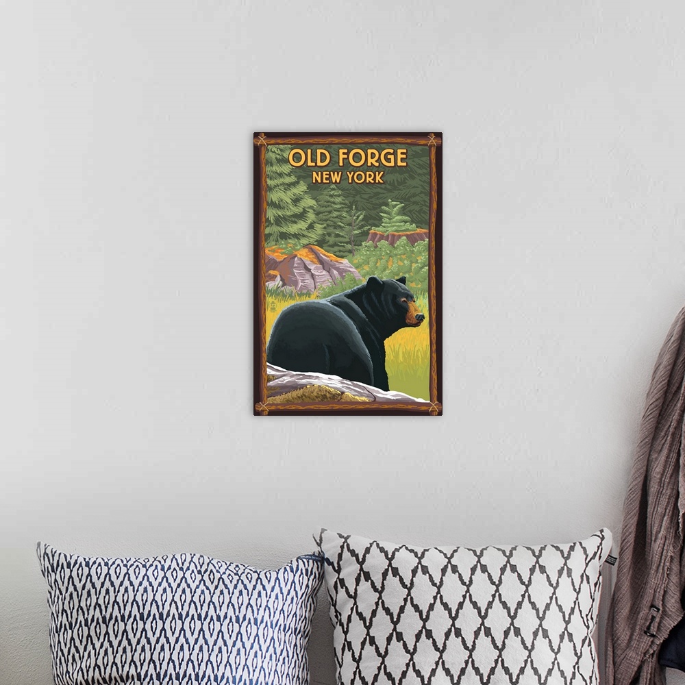 A bohemian room featuring Old Forge, New York, Black Bear in Forest