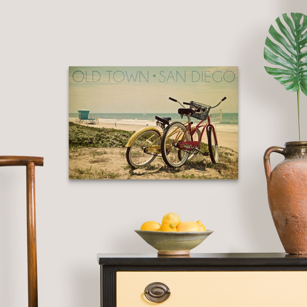 A traditional room featuring Old Town, San Diego, California, Bicycles and Beach Scene