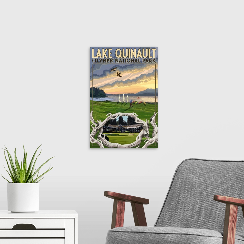 A modern room featuring Olympic National Park, Washington, Lake Quinalt