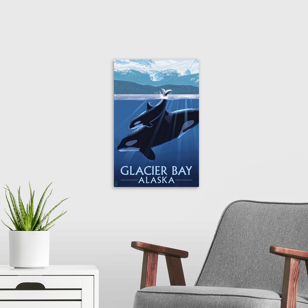 A modern room featuring Orca and Calf, Glacier Bay, Alaska