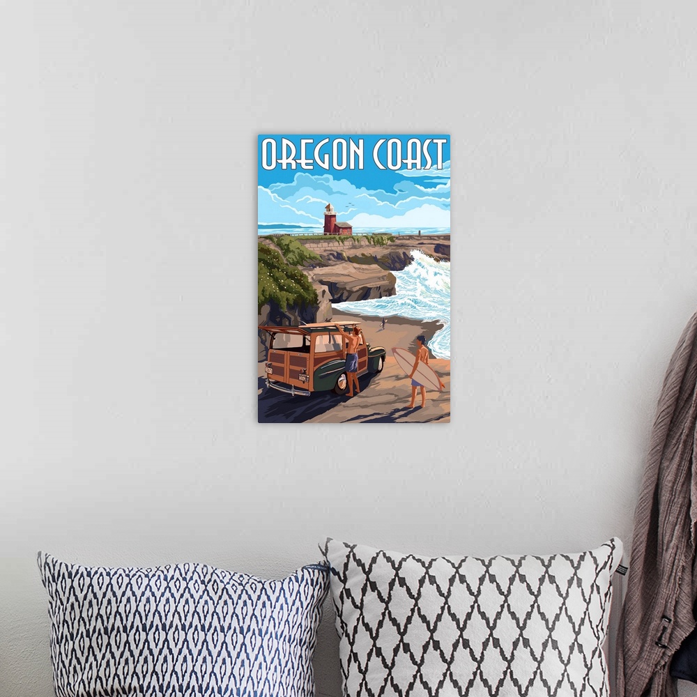 A bohemian room featuring Oregon Coast - Woody and Lighthouse - Recolor