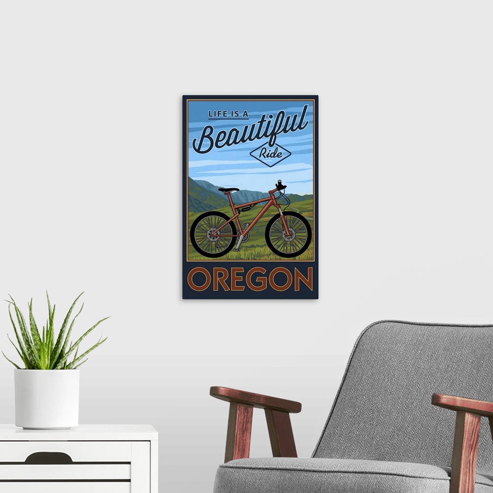 A modern room featuring Oregon -  Life is a Beautiful Ride - Mountain Bike Scene