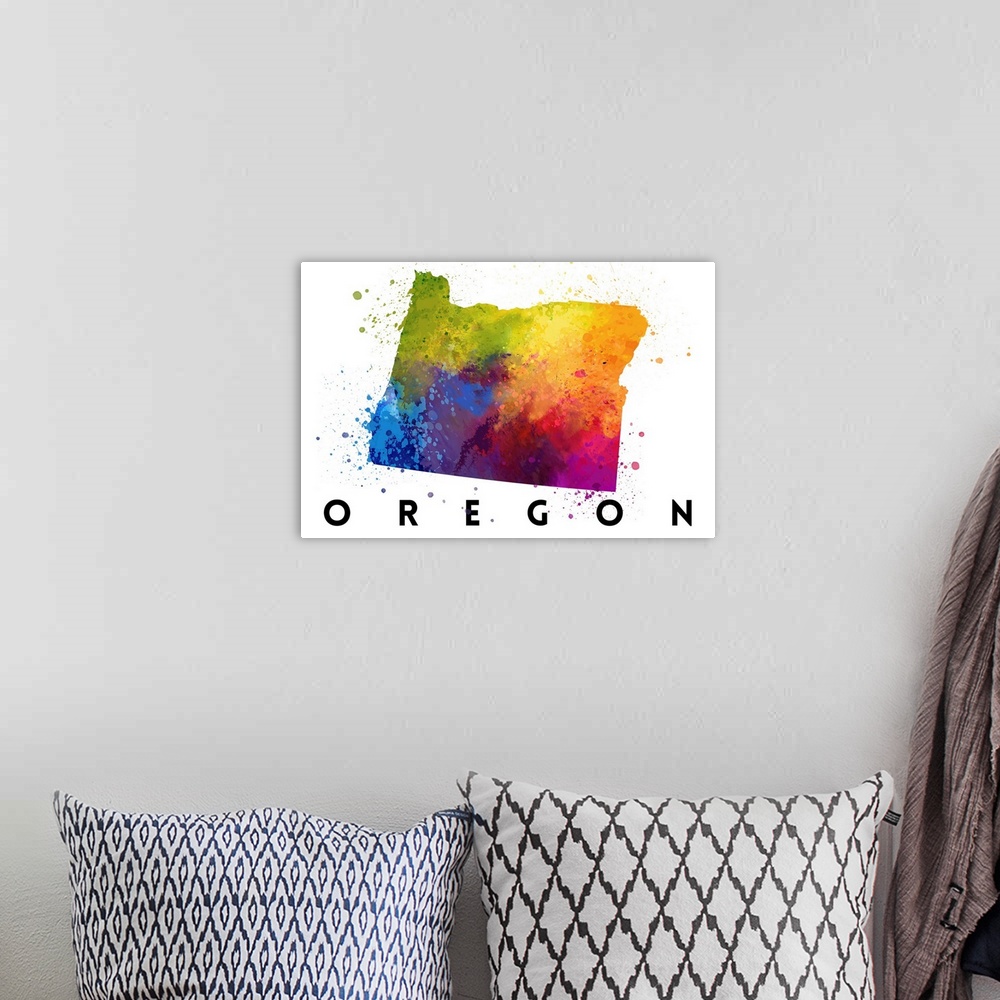 A bohemian room featuring Oregon - State Abstract Watercolor