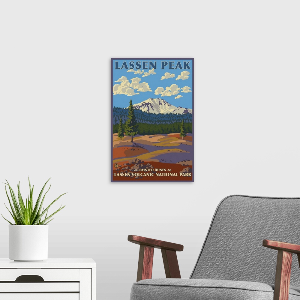 A modern room featuring Painted Dunes - Lassen Volcanic National Park, CA: Retro Travel Poster