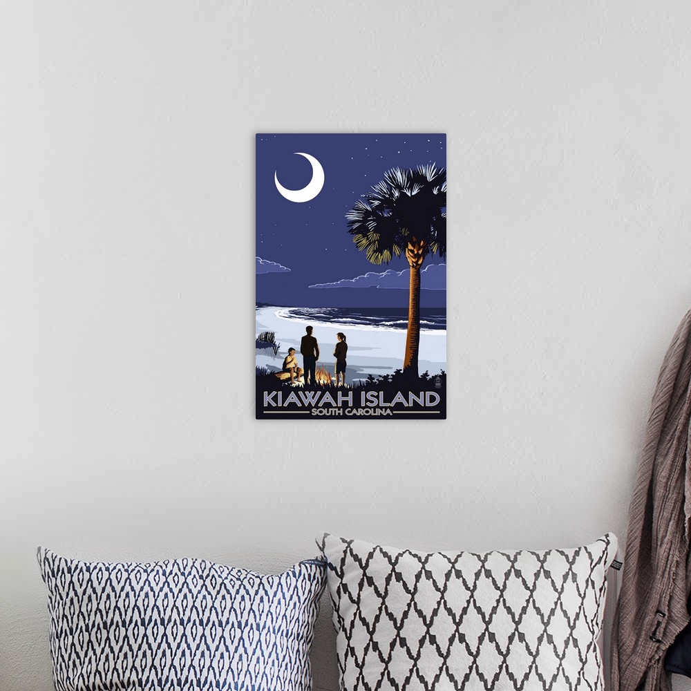 A bohemian room featuring Palmetto Moon - Kiawah Island, South Carolina: Retro Travel Poster